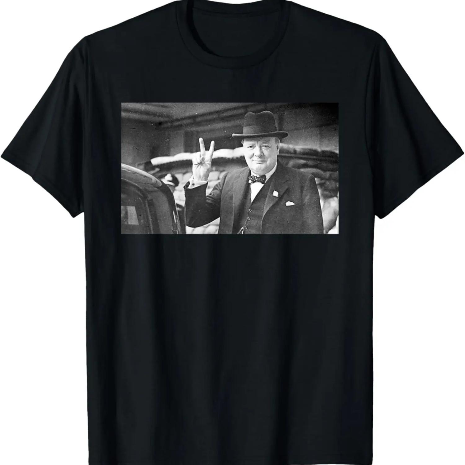 Winston Churchill Vintage Classic Peace Sign WW2 Shirt T-Shirt S