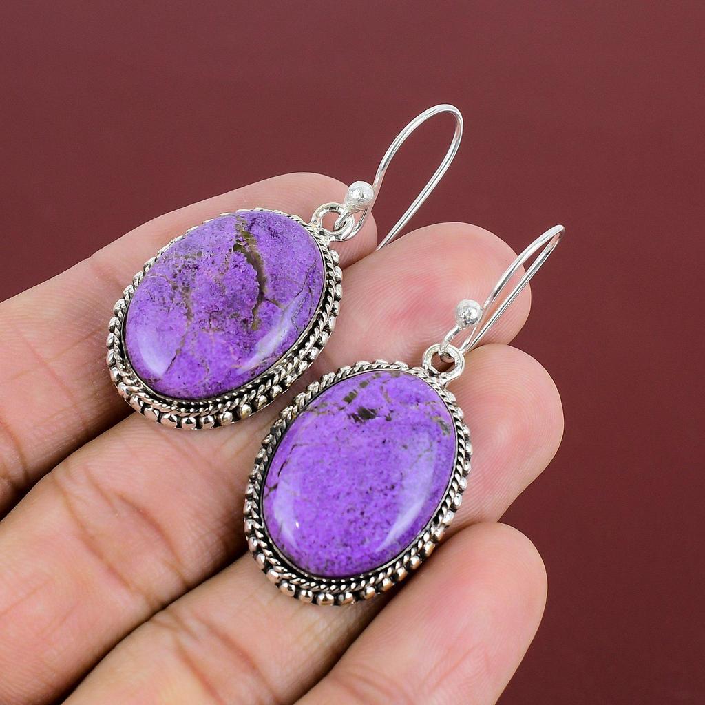 Purpurite Earrings Natural Gemstone Earring 925 Sterling Silver Earring Beautiful Vintage Earring Handmade Elegant Jewelry Anniversary Gifts
