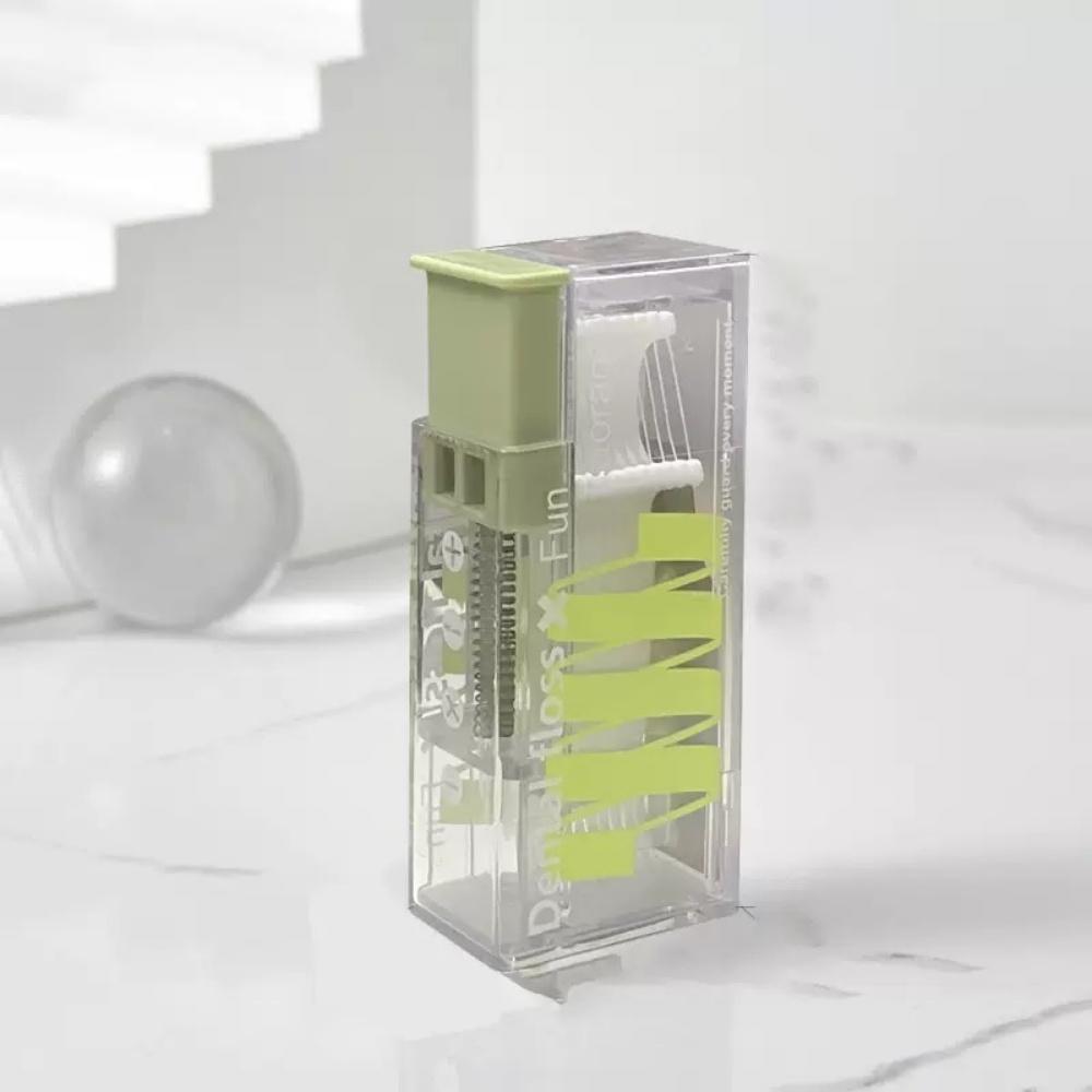 A floss pick storage box that pops out by pressing, floss pick dispenser, and a travel floss pick storage box (containing 10 flo