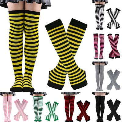 Christmas Socks Women Halloween Socks High Socks European and American Style Festival Cosplay Striped Socks Gloves Socks Set