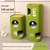 Felt Multi-layer Cat Bed with Integrated Tree Hole and Double-layer Hideaway for Multi-Cat Families