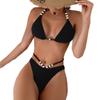 Women Solid Pearl Three Piece Sexy Bikini Swimwear For Beach Hot Spring