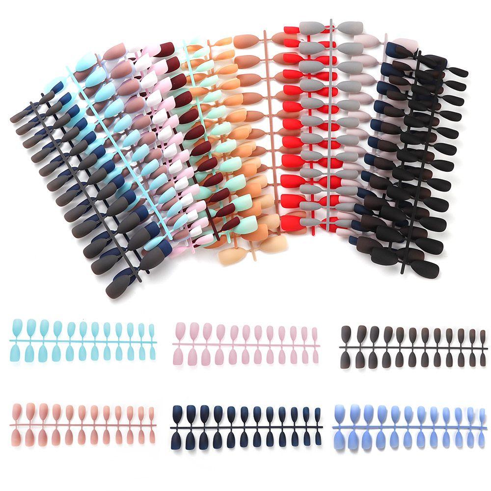 

ABS Искусственное полное покрытие Чистый цвет Накладные ногти Фальшивая наклейка Шпилька Гроб Матовый Накладной Ноготь