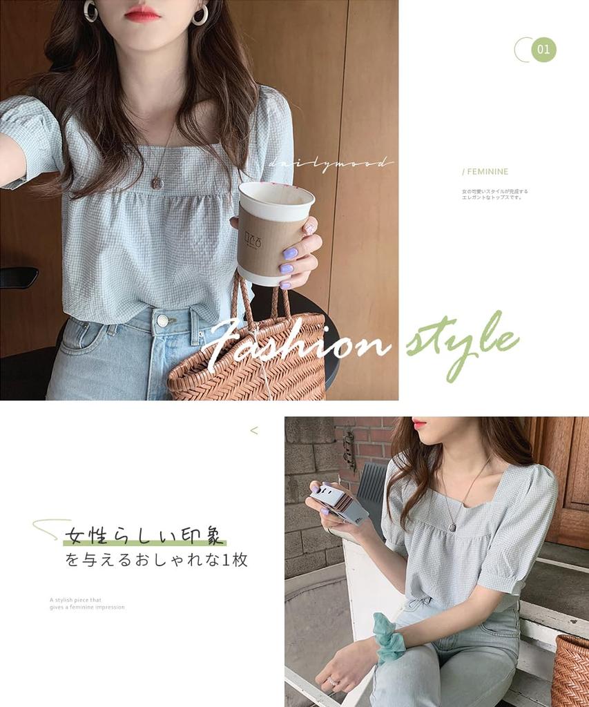 Bluzki na krótki kwadratowy bufkowy obszerny jesień [DayaEmmoTQ] kobiety, koszule, topy, rękawy, szyja, wzór, rękawy, rękawy, ładny, wkładany przez głowę,