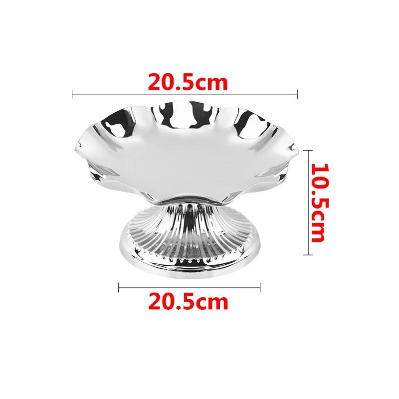 304 Stainless Steel Tall Luxury Home Candy Snack Dish Metal Party Club Cake Fruit Storage Decoration Tray Cake Cookies Plate