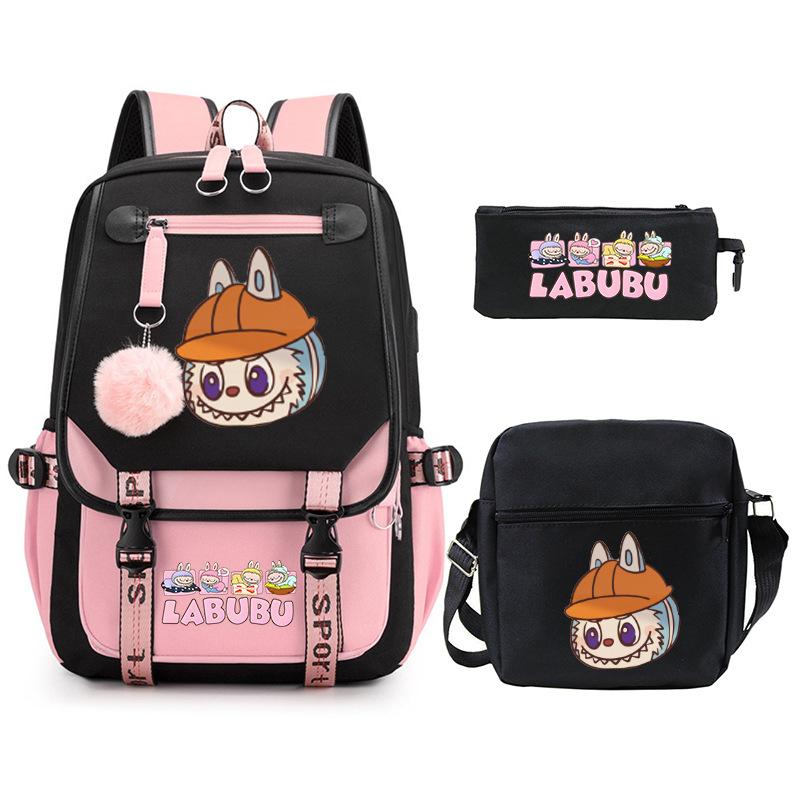 Cartoon Printed Children's Backpack Large Capacity Campus Trend Student Schoolbag Three-piece Set
