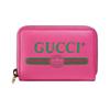 Print Retro Logo Printed Short Zipper Leather Wallet Wallet Unisex Couple Style Rose Pink