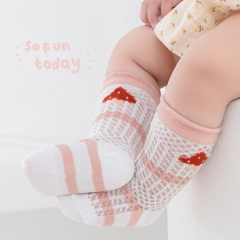 4 Pairs Baby Ultra Thin Mesh Mid Socks Cute Cartoon Animal Embroidery A-Class Soft Elastic Toddler Socks for 0-5 Years Old