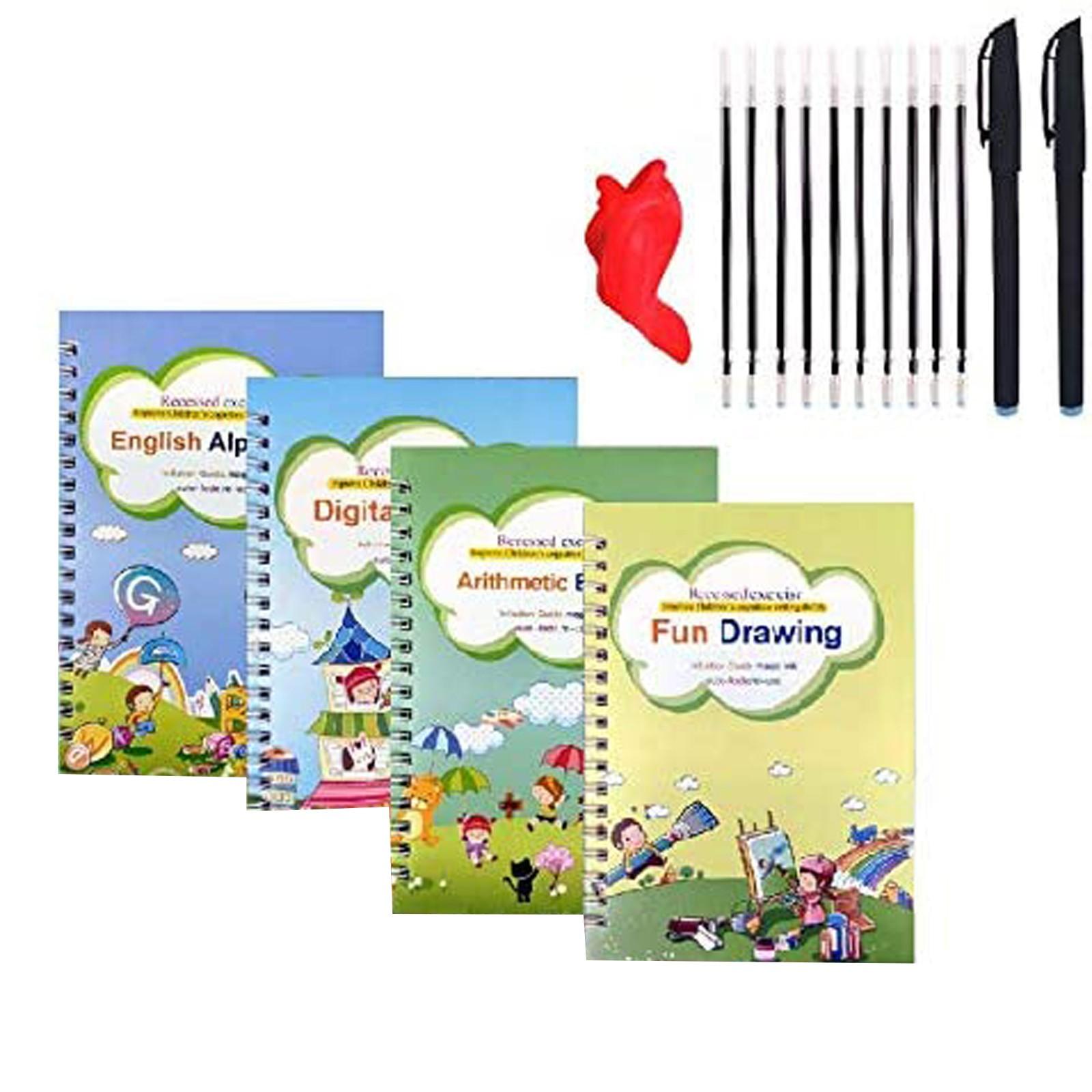 

(Отличный дом) Повторное использование рукописного текста для каллиграфии 4 тетради 2 ручки 1 держатель для ручки 10 стержней по 10 мл One Size