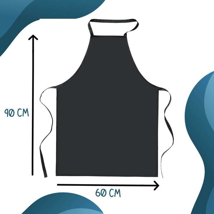 Tablier de cuisine - PLANETEE - Biquette Travailler Dur - Noir - Coton épais 90x60 cm - Impression bretonne