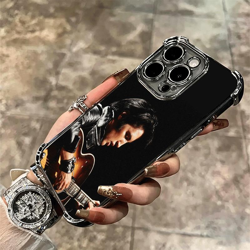 Singer E-Elvis P-Presley Soft Phone Case For iPhone 15 16 17 Air 14 Pro Max 16E Plus 13 12 Mini Plating Anti-Fall Fundas