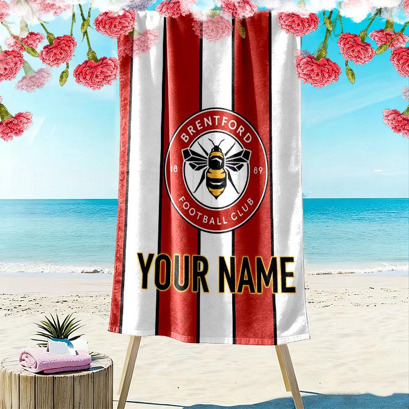 Custom Brentford Print Beach Towel, Large Soft Quick Dry Towel for Beach Camping Swimming