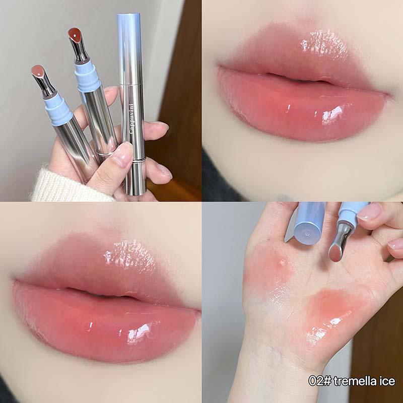 Cappuvini Mirror Gloss: Nude Serum Lip Gloss & Tint with Whitening Effect for Students