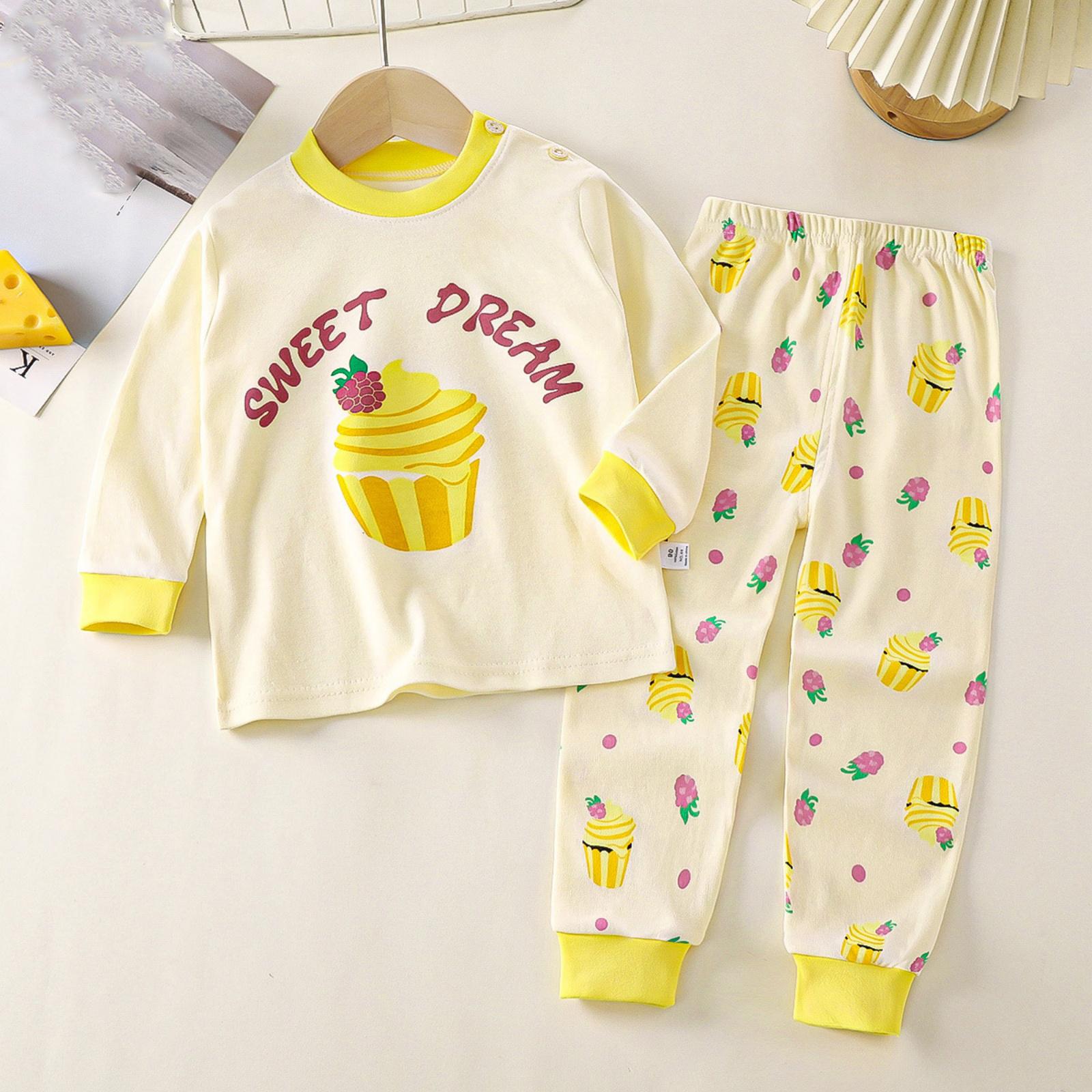 

Детская одежда для дома и пижамы для мальчиков и девочек, комплекты с длинными рукавами и брюками 130 жёлтый