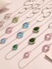 European & American Water Drop Glass Stone Long Sweater Necklace with Hollow Round Ring in Non-Fading Titanium Steel