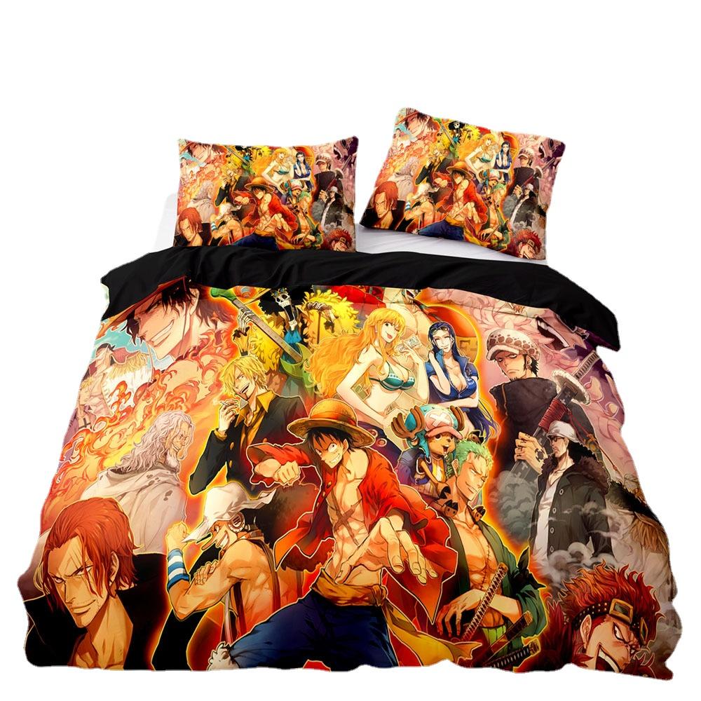 Anime One Pieces Bedding Collection Luffy Duvet Cover 3D Printing Quilt Cover Pillowcase Suit Kids Gift