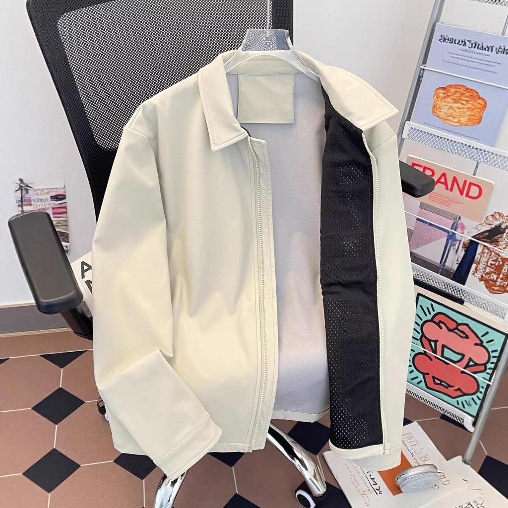American Style Spring/Autumn Breathable Casual Jacket - Pure Color, Long-Sleeved, Loose Fit Fashion Top