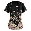 Loose Fit V Neck Short Sleeve Medical Scrub Top with Pockets for Nurses Caregivers Floral Print Comfortable Workwear