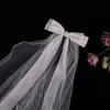 Ribbon Bowknot Long Tulle Marriage Bridal Veil with Fix Hair Clip for Marriage Wedding Celebration Party Accessories