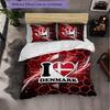 Denmark Football Pattern 3 Pieces Bedding Set Soft Microfiber Duvet Cover with Pillow Cases for Bedroom