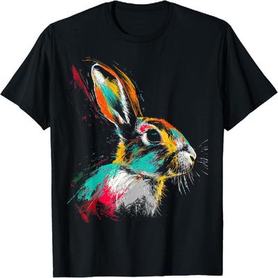 Rabbit Colorful Animal Motif Art Rabbit T-Shirt