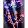 Plus Size Men's 3D Glow Skull & Flames Graphic Print T-shirt Funky Short Sleeve Tees For Summer, Halloween Men's Clothing