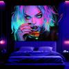 Colorful Neon Portrait Tapestry Unique Modern Wall Hanging Art for Living Room and Bedroom Decor Home Decoration Gift