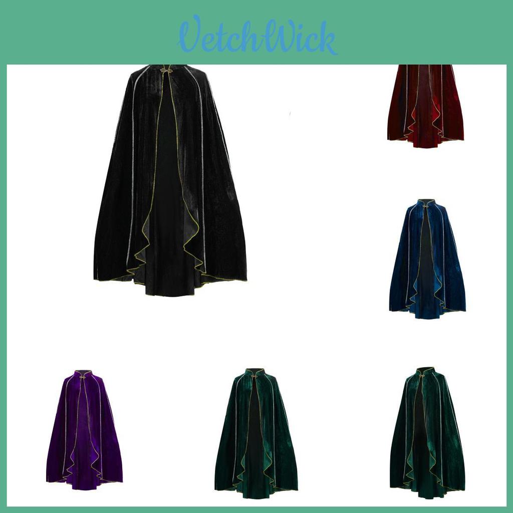 Halloween Cape With Stand Collar And Velvetlike Material For Cosplay And Parties