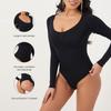 Damen Langarm Nahtloser Bauchkontroll Formgebender Bodysuit Hüfthebend Taillenformende Shapewear