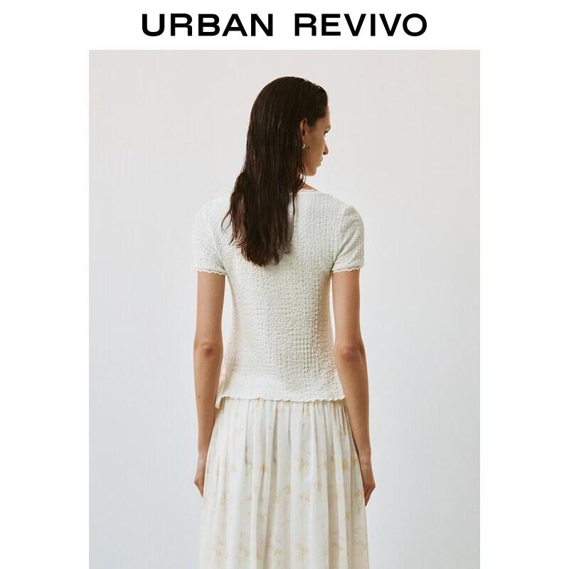 Women's Textured Lace Bow Tie T-shirt