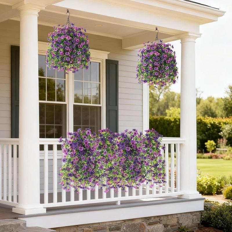Flori Artificiale pentru Exterior Plante Suspendate False Decorațiune Primăvară Vară, 2 Bucăți Flori de Mătase Artificială Realiste Flori de Exterior Rezistente la UV Fără Decolorare