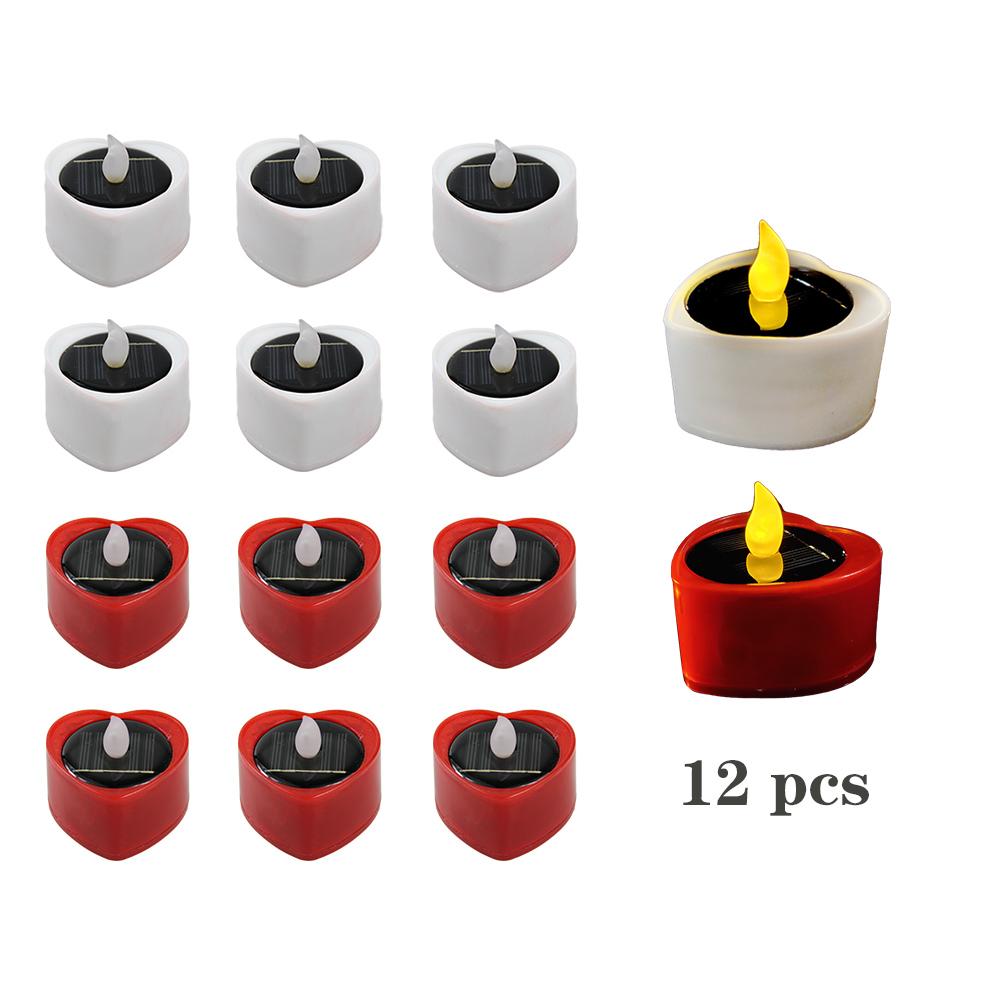 Heart Candle LED Tea Lights Solar Romantic Flameless Decorations Special Night Set for Valentine's Day Wedding Anniversary