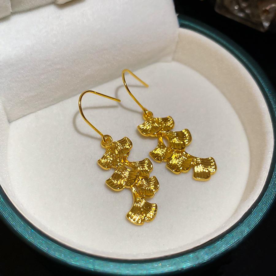 Металлический кулон-кисточка Гинкго Билоба в национальном стиле, серьги-крючки, новые китайские ретро-серьги в этническом стиле, серьги с нишевым дизайном