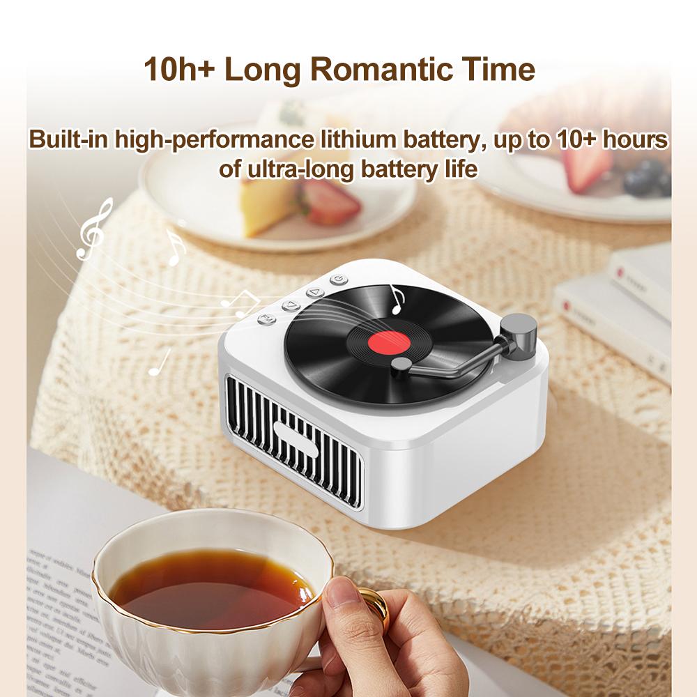 Portable Wireless Speaker Vintage CD Record Style BT5.3 Technology Speakers with Two Microphones Stereo Scene HiFi