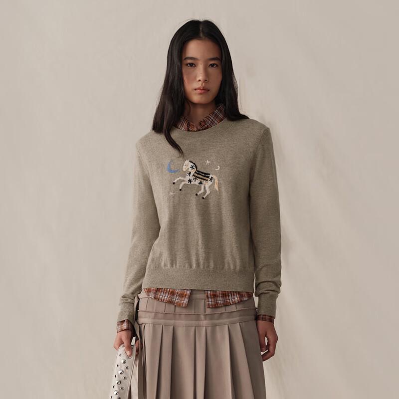 GREEN BELT Vintage Little Horse Jacquard Wool Sweater