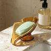 Self Draining Soap Holder Soap Box Clear Storage Tray Leaf Shape Soap Box Non-slip Laundry Soap Dish Storage Bathroom Gadgets