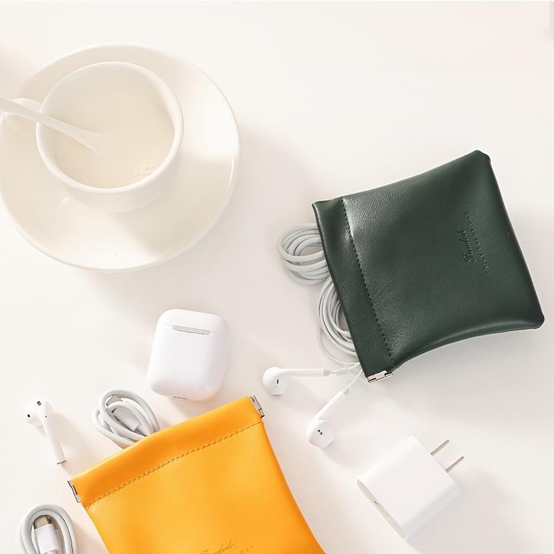 Makeup Bag for Women, Portable Lipstick Storage Bag, Mini Faux Leather Coin Squeeze Wallet, Solid Color Cash Bag