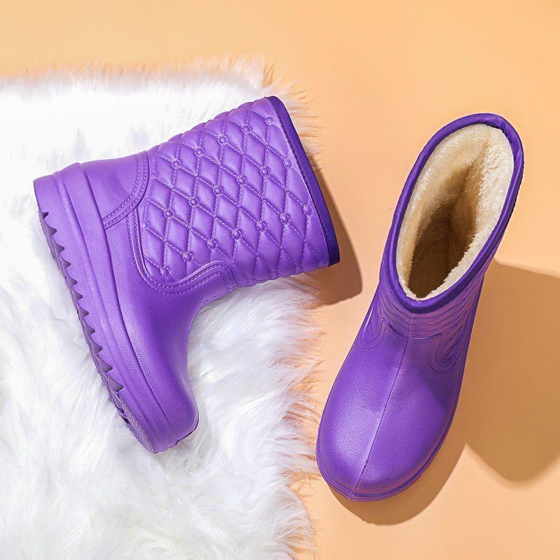 Botas de Neve de EVA Impermeáveis com Forro de Pelúcia: Novo Estilo, Espesso, Antiderrapante, Quente, Sapatos de Inverno