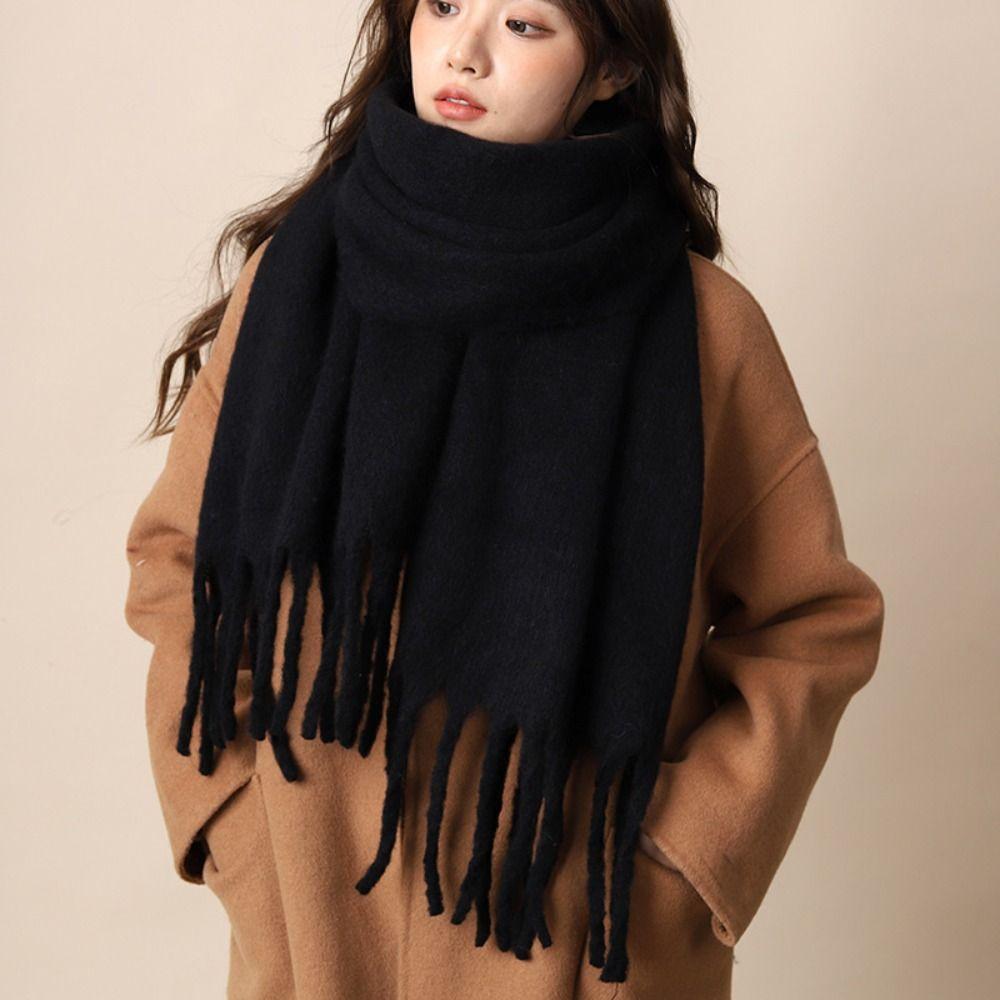 Mohair Winter Wool Scarf Plush Long Shawl Elegant Winter Cashmere Scarves  Girl