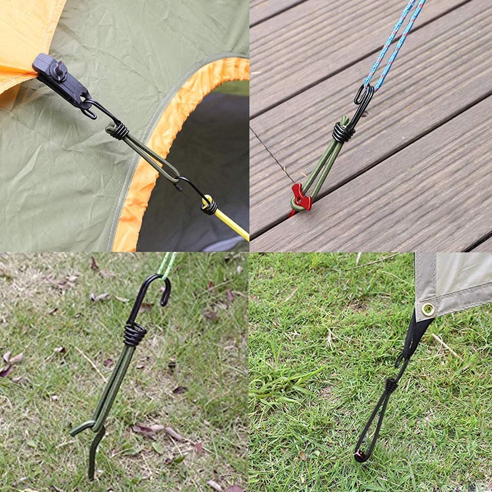 Zwillingsgurthaken Seilspannseil Haken Zelthaken Spannschnur Zeltzubehör Camping Kordel Spanngurt Outdoorbereich Grün 8er Set