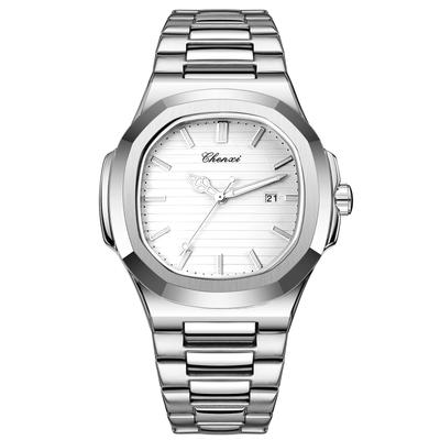 Watch Bracelet Watch Square Luminous Pointer Stainless Steel Belt Quartz Watch Cool Business Daily White Men's Luminous Men's