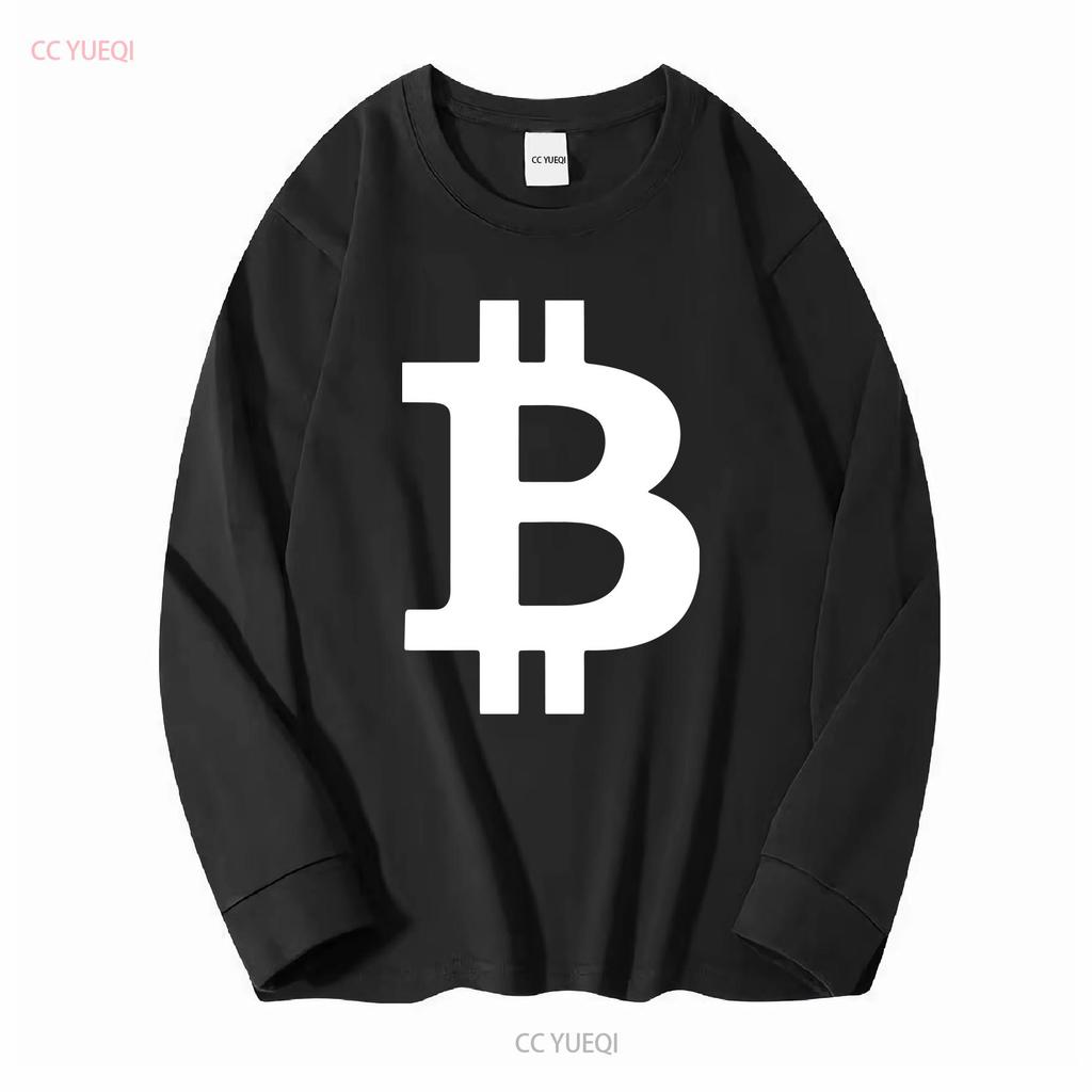 Bitcoin Logo T Shirt long or short sleeves vintage Washed homme Breathable Stretched Versatile Casual Slightly graphic