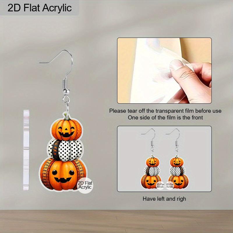 2D Flat Halloween Ladies Earrings Pumpkin Acrylic Earrings Halloween Decoration Accessories