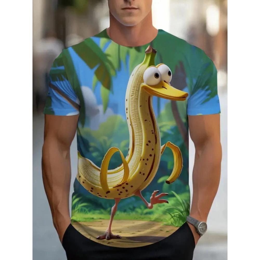 New Men's T-shirt 3D Print Funny Banana Graphic T-Shirts Summer Outdoor  Personality Fashionable Plus Size Casual Short Sleeved T-shirt