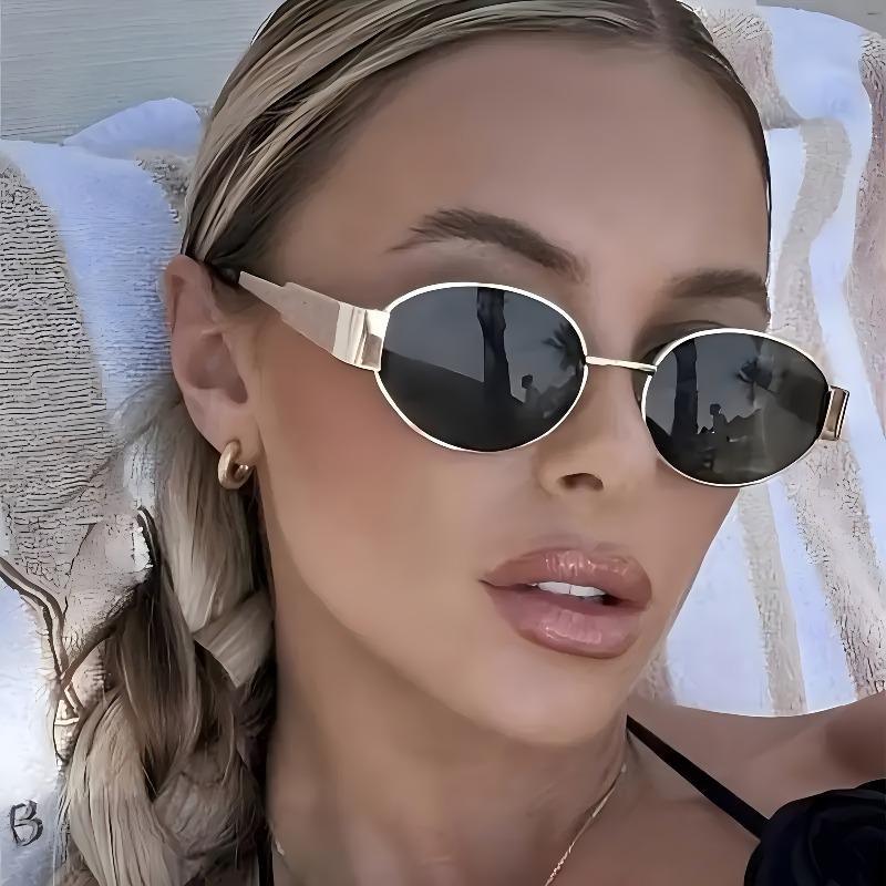 1pc Women's Oval Metal Fashion Glasses, Lightweight & Durable, Ideal for Casual Wear & Stylish Accessories.