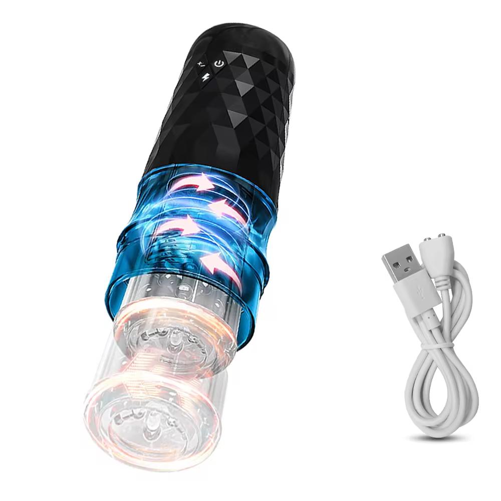 Automatic Telescopic Male Masturbation Cup Powerful Rotation Penis Oral Blowjob Machine Piston Masturbator Cup Sex Toys For Men