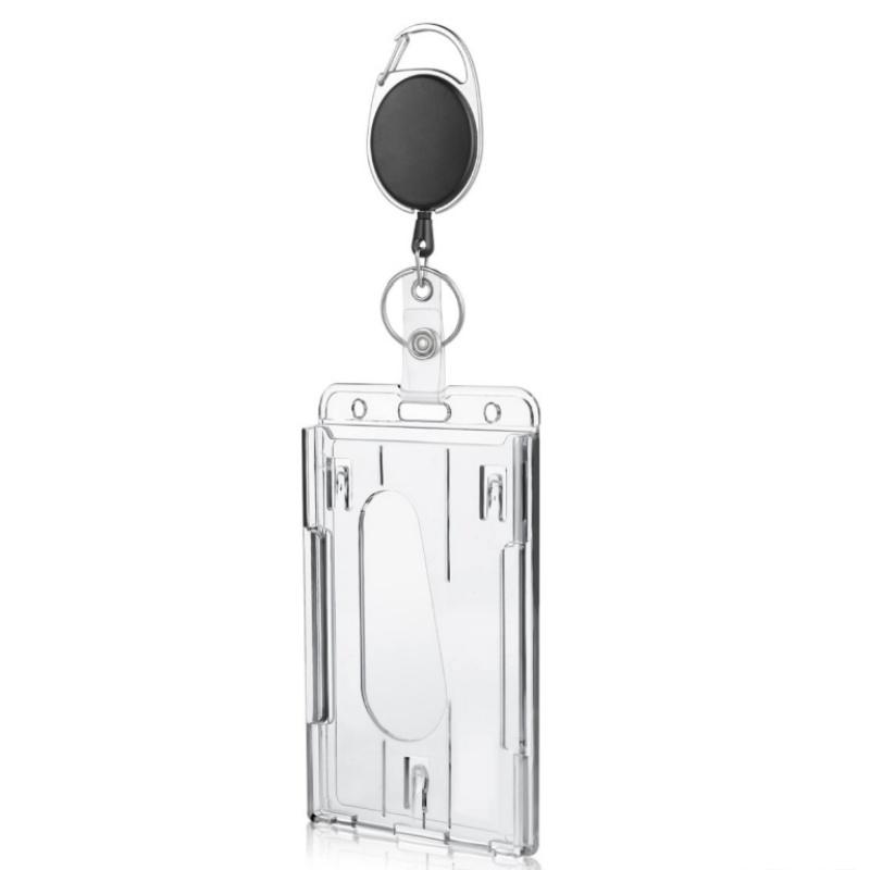 Transparent Cards Slots ID Tag Badge Holder with Badge Reel Cards Storage Organizer Employee Pass Work Card Case Sleeve