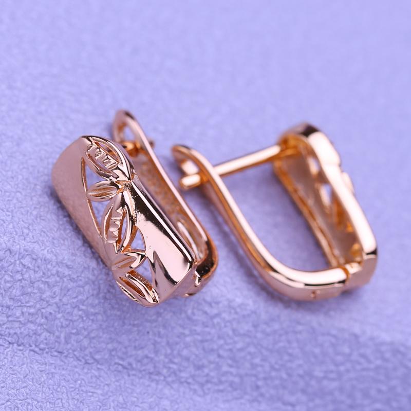 LSOOYH Leaf Clip Earrings Rose Gold Color Fashion Earring For Women Square Hoop Earrings Jewelry