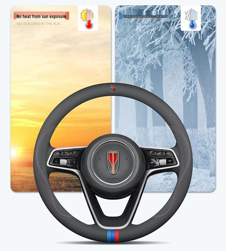 Genuine Leather Steering Wheel Cover for Hongqi H5, HS5, H6, HS3, H9, HS7, HS6, HQ9, EQM5, and O5