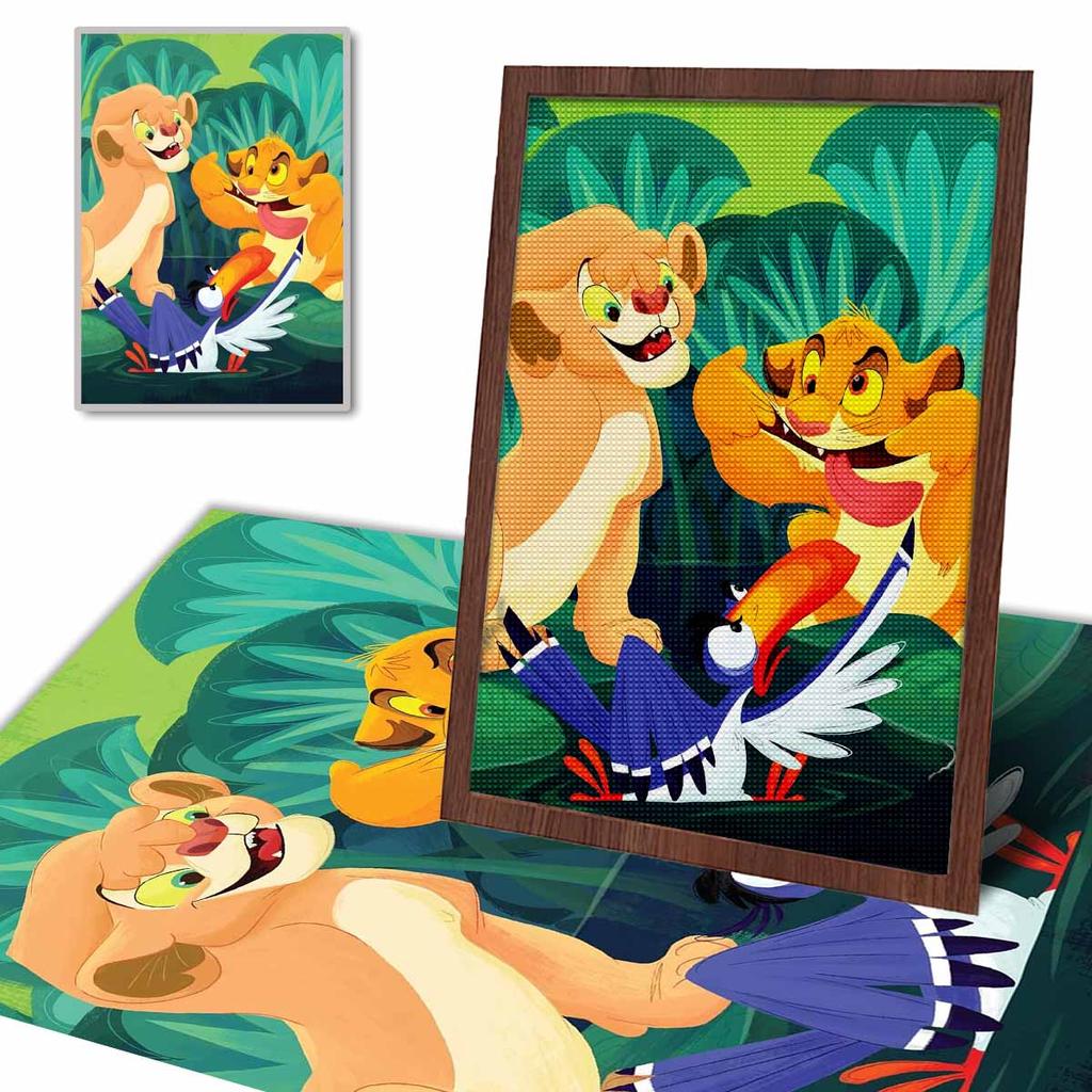 Full Round Diamond Painting The Mischievous Little Simba At The Picnic Art Rhinestone Picture Mosaic DIY 5D Cross Stitch Embroidery Home Decoration